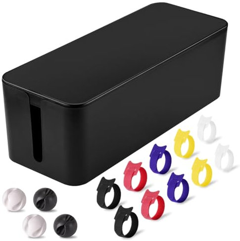 Boîte de gestion de câbles, grande boîte de rangement pour câbles et bandes d'alimentation, câbles d'ordinateur, TV et ordinateur, boîte de rangement de câbles pour la maison et le bureau,