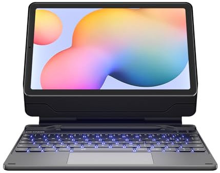 Dexnor Custodia con Tastiera per Samsung Galaxy Tab S6 Lite 10,4 2024/2022/2020, Keyboard Cover Supporto Magnetico a Sbalzo Galleggiante, Trackpad Multi-Touch, Retroilluminato Italiano QWERTY, Nero