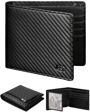 GSG SINCE 1998 M24049 M24049 Schlanke Brieftaschen für Herren, RFID-blockierend, Leder, mit Münzfach mit Reißverschluss, 15 Kartenfächer, 2 Ausweis-Fenster, 2 Geldscheinfächer, Schwarz ,