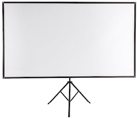 Pantalla de proyección de 80 pulgadas con trípode, proyector de pantalla 16:9 4K HD portátil para cine en casa, películas interiores y exteriores, fácil de montar y altura ajustable