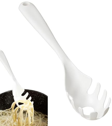 Cuchara de pasta – Cuchara de espagueti mejorada con dientes para fideos de cocina, tenedores de cuchara de espagueti, servidor de herramientas de pasta de cocina para el hogar, restaurante, cocina