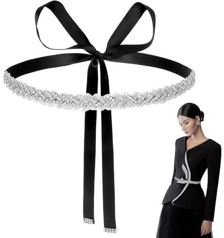 COMNICO Braut Strass Silber Gürtel Kristall, 1 Stück Damen-Gürtel Hochzeitsgürtel Damengürtel Gürtel mit glitzernden Kristallsteinen Strassgürtel Hochzeitsgürtel für Damen Kleid Jeans Party Feiertage