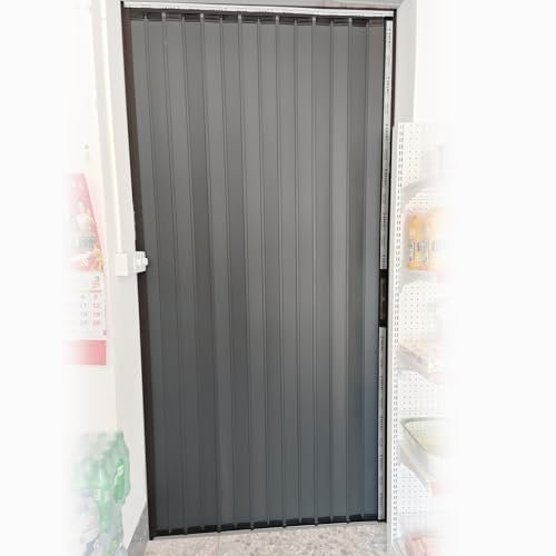 Porte Coulissante Accordéon Pliante Portes Pliantes En Aluminium Verrouillables, Portes Coulissantes En Accordéon Gris Avec Clé Et Serrure Pour Garde-manger De Couloir, Porte En Accordéon Pour Placard