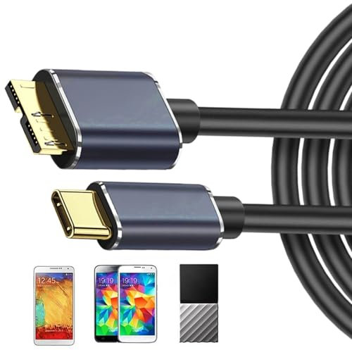 Câble de disque dur externe - Câble de données USB 3.0, transmission haute vitesse | Câble de disque dur externe USB C pour de données 5 Gbit/s, charge rapide 3A, câble de stockage durable