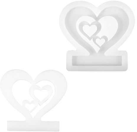 Silikonform Herz, Silikonformen Gießformen Silikon Silikonform Kerzenhalter für Epoxidharz & Gips, Teelichthalter für Hochzeit, Valentinstag Muttertag Dekorationen und Handwerksartikel (Zwei Herzen)