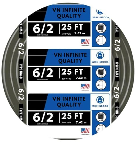 VN Infinite quality 6/2 NM-B Non-Metallic Residential Indoor Wire Nonmetallic with Ground Sheathed Cable (25FT)