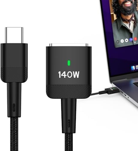Cavo da USB‑C a Mag-Safe 3 [1,83 m 140 W]PD Ricarica Rapida da Tipo C a Magnetico 3 Cavo di ricarica compatibile con MacBook Pro M1 2021/M2 2023(14''/16'')MacBook Air M2 (13''/15'')M3/M3 Pro/M3 Max