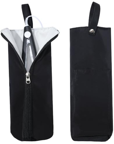GORGECRAFT Bolsas de Almacenamiento para Rizadores de Pelo de Nailon Negro Resistentes Al Calor Portátiles para Plancha de Pelo Plancha Plana Soporte para Herramientas Organizador Estuche