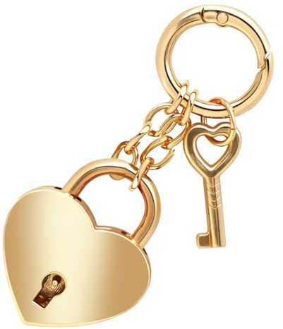 CYUXING Gold Heart-Shaped Chain Pendant, Bag Charms for Handbags Fashion Accessories for Women, Cute Keychains Decorations Supplies Suitable for Backpacks & Handbags