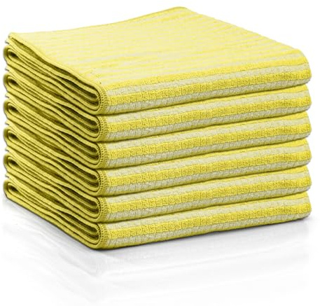 Das blaue Wunder Extra Premium Geschirrtuch Set 40x60 | Reinigungstuch zum Putzen und Trocknen (6, Pastell-gelb)