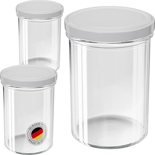 WELLGRO 100x Einmachgläser 435ml – Schraubdeckel TO82 weiß – Made in Germany – Vorratsgläser, Marmeladengläser, Aufbewahrungsgläser & Gärgläser