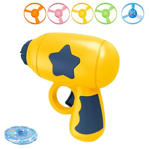 Flying Disc Launcher Toys, Flying Saucers Cat Toy, Dogs Cat Fetch Toy Launcher, Interactive Cats Launcher Toys, Pet Chase Training Toy for Indoor Outdoor Play(Yellow)