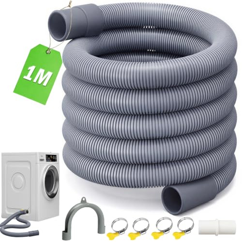 XEIYEI Ablaufschlauch für Waschmaschinen 1M Universal Abwasserschlauch Set | Waschmaschinenschlauch Abwasserschlauch Verlängerung Set 1M x 20mm mit Zubehörset für Waschmaschine Geschirrspüler Trockner