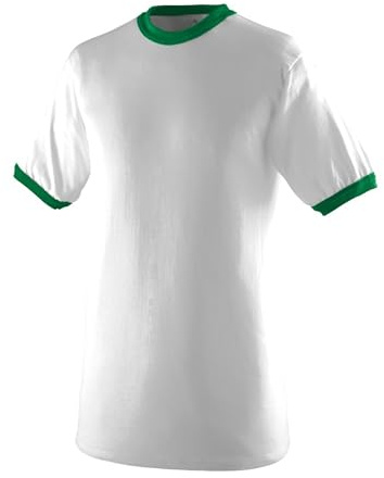 Augusta Sportswear Unisex's Sports Apparel Ringer tee Shirt, White/Kelly, M