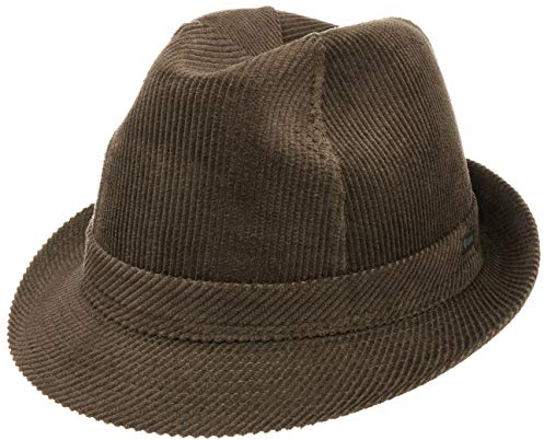 Lipodo Molinar Cordhut braun Herren - Herrenhut aus Baumwolle - Hut Größe 57 cm - Trilby aus Cord - Stoffhut mit Ripsband und Innenfutter - Kordhut Sommer/Winter