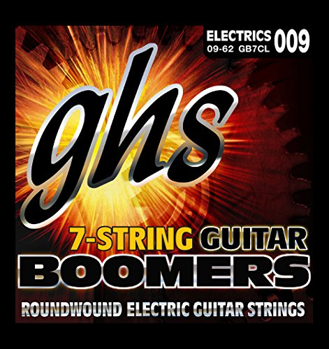 GHS™ Strings »BOOMERS® - GB-7CL - 7- STRING ELECTRIC GUITAR« Corde per Chitarra Elettrica - Nickel Plated Steel - Custom Light: 009-062