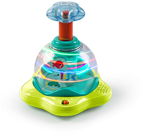 Bright Starts, 10042 Press & Glow Spinner, Musikspielzeug Kreisel mit blinkenden Lichtern und Melodien, fördert die Motorik und das Verstehen von Ursache und Wirkung, 19.05 x 17.78 x 21.59 cm