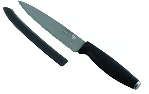 KUHN RIKON 26588 COLORI Titanium graphit Allzweckmesser Kochmesser Küchenmesser gezackt, Kunststoff, 23,5 x 2,2 x 1,3 cm