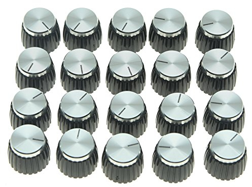 KAISH 20pcs Guitar AMP Amplifier Push on fit Knobs Black w/Chrome Cap for Marshall Amplifier