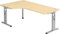 Bümö höhenverstellbarer Eckschreibtisch O-Serie 200x120 cm in Ahorn, Gestell in Silber - Schreibtisch L Form, großer Tisch für's Büro, Computertisch höhenverstellbar