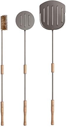 GrecoShop Spazzola Paletta Utensili per Forno Pizza in Alluminio Set 3 Pezzi