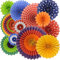 BeiLan 12 stücke Bunte Fiesta Papier Fans Set hängende Dekoration Dekorative Dekor für Geburtstag, Hochzeit, Karneval-Zuhause-Party