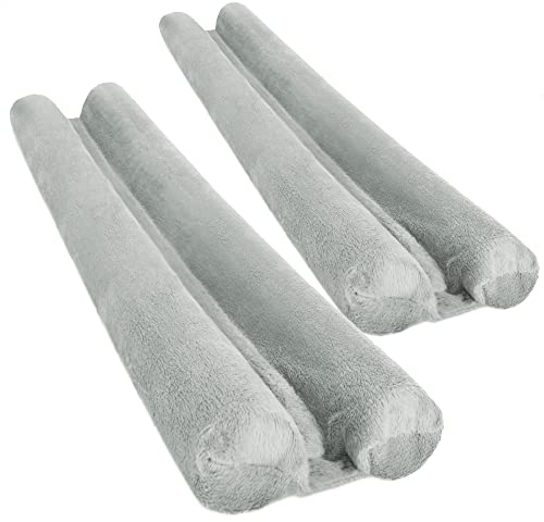 com-four® 2X Zugluftstopper für die Tür - Mikrofaser Türbodendichtung - Luftzugstopper mit Doppeldichtung - Schutz vor Luftzug und Lärm (02 Stück - grau)