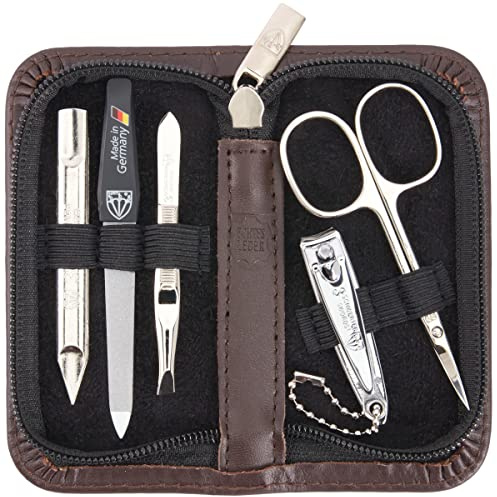 DREI SCHWERTER - Germany - Maniküreset, Nageletui, Nagelset 'Siena' | Hochwertiges Maniküre / Pediküre Set · präzise Nagelpflege-Instrumente · 5-tlg. · stabiles Etui · für zuhause & unterwegs