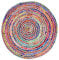 Farish Décor Teppich, oval, aus Jute- und Baumwolle, verschiedene Chindi-Zöpfe 4 Feet (Round) multi
