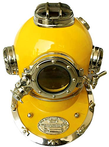 Marine Nautical Store Antik Gelb Tauchhelm US Navy Mark V Taucherhelm Massiv Messing Deko