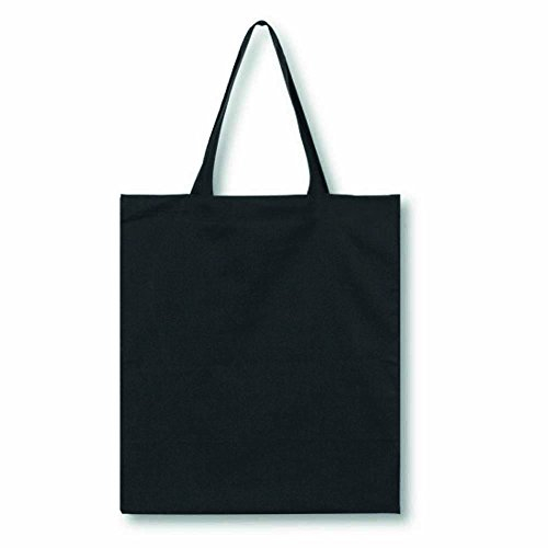 My Custom Style borsa shopper cotone 145gr/mq nera 38x42cm manici lunghi 70cm