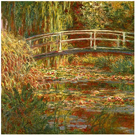 Bilderwelten Vliestapete Claude Monet Seerosenteich und japanische Brücke Tapete 288x288 cm