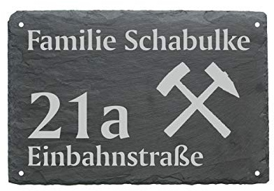 Hausnummer Türschild BERGBAU - Name + Straße (optional) - 22 x 16 cm
