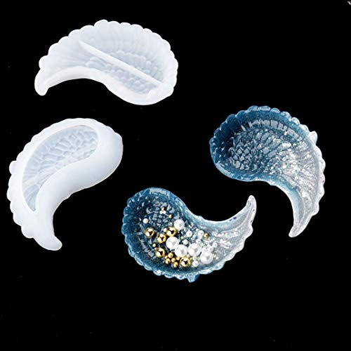 iSuperb 2 Stück Epoxidharz Formen Feder Flügel Tablett Silikonform Aufbewahrung Gießformen Resin Molds für Kunsthandwerk DIY