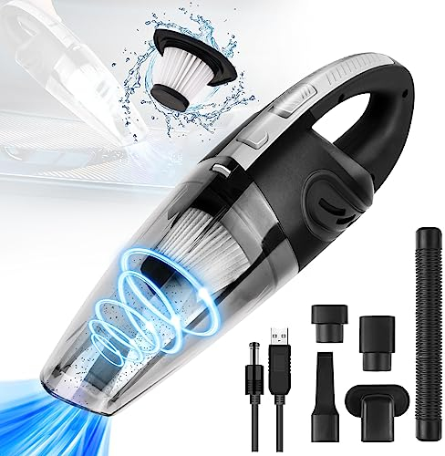 URAQT Kabellos Handstaubsauger, 120W Handstaubsauger Akku Testsieger, Handstaubsauger Beutelloser, Klein und Handlich, mit Waschbarer Filter für Haus und Autoreinigung