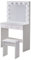 TUKAILAi White Dressing Table Set with Hollywood LED Lights, Mirror, 2 Large Drawers and Stool Vanity Makeup Table with Adjustable 3 Color LED Lights for Bedroom Girl Women