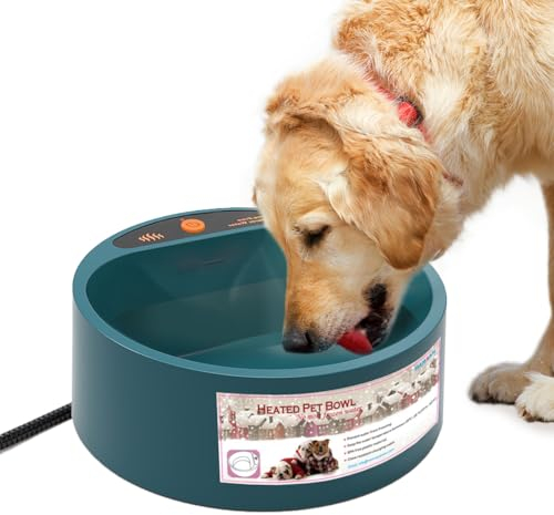 PETLESO Beheizter Hundenapf, Beheizter Wassernapf für Katzen im Freien, Winter Hund Wassernapf mit AntiBite Draht Beheizte Hühnertränke Smart Thermoschale für Vögel Hühner Wildtiere, 35W 0,58 Gallonen