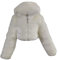 Damen Winter Elegant Kurz Faux Fox Pelzjacke Pelzmantel Langarm Gefälle Parka Cardigan Mantel Kunstfell Jacke Kapuzenjacke Weiß 3XL