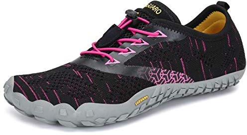 SAGUARO Barfußschuhe Herren Damen Barfussschuhe Traillaufschuhe Zehen Training Fitnessschuhe Outdoor Barfuss Wanderschuhe Atmungsaktiv Schnell Trocknend Badeschuhe, Rot, 40 EU
