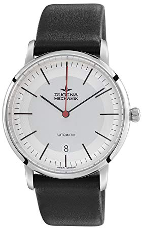 Dugena Herren-Armbanduhr 7000361-1 Festa Bauhaus, Automatik, weißes Zifferblatt, Edelstahlgehäuse, Saphirglas, Lederarmband, Dornschließe, 5 bar