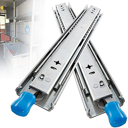 RCBDBSM Schwerlast Kugellager Schubladenführung, Schubkastenschiene Schubladenschiene mit Arretierung, Auszüge Liegend/Horizontal Montieren für Schubladen, 1 Paar,22inch(550mm)