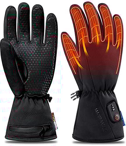 Waterproof Heated Gloves,Electric Hand Warmers Rechargeable 7.4V 2600mAh Battery for Men Women, Touchscreen Winter Gloves for Motorcycle Riding Cycling Fishing Ski Hiking (Medium, Casual)