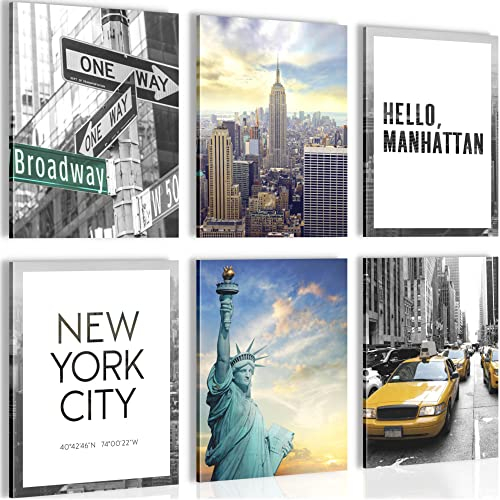 Novart Wandbilder - KEIN EXTRA RAHMEN BENÖTIGT - Wohnzimmer - Bilder Modern New York City - Manhattan - N001165a