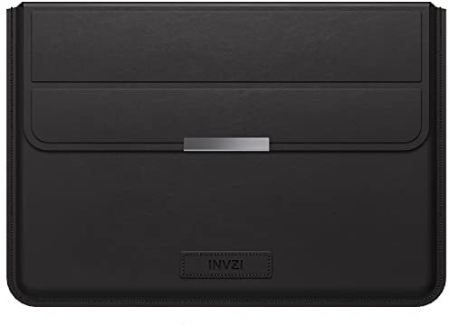 INVZI MacBook Sleeve, Vegan Leather Bag Compatible with 15”/16 MacBook Pro M1/Max 2018-2022, Compact Design with Invisible Stand (Black)