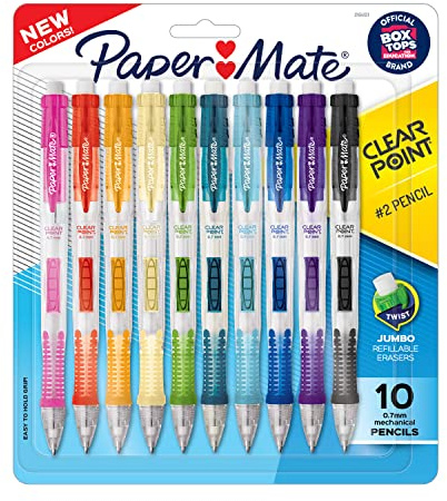 Paper Mate Clearpoint Mechanical Pencils, 0.7mm HB #2 Pencil Lead, 2 Pencils, Assorted Fashion Barrel Colors, 10 Count - Back to School Essentials, Note-Taking, Teacher Supplies