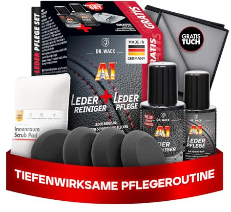 Lederpflege-Set: Dr. Wack A1 Leder-Reiniger + Dr. Wack A1 Leder-Pflege je 250 ml I Auto-Lederreiniger & Auto-Lederpflege mit Jojobaöl I Für Glattleder & Kunstleder I 9-teilig