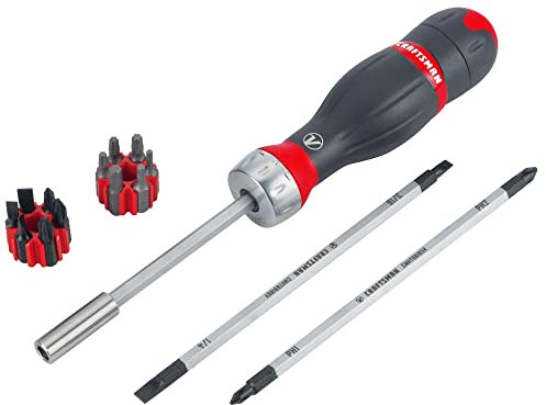 CRAFTSMAN V-Series 3 in 1 Ratcheting Screwdriver Set with Assorted Multi-Bits, 18 Piece (CMHT68142V)