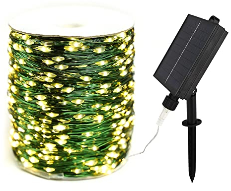 RESNICE 200FT Solar Fairy Lights Larger Capacity 600 LEDs Long Green Copper Wire Waterproof Outdoor String Lights for Garden, Backyard, Patio, Porch, Tree,Wedding,Party Decoration