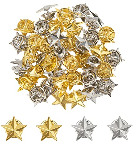 SUPERFINDINGS 40pcs 2 Couleurs Étoile Badge Épinglette Pentagramme Alliage Broche Broche Anciens Combattants Étoile Épingle Militaire Récompense Pins Fête du Travail Étoiles Broches pour Costume