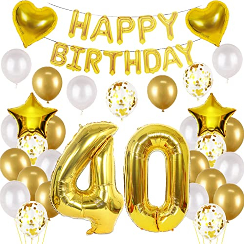 Luftballon 40. Geburtstag deko mann gold Folienballon 40 jahre Geburtstag dekoration gold Happy Birthday 40th deko 40 Geburtstag deko männer Geburtstagsdeko 40 Jahre Geburtstag Deko mann frau (40)